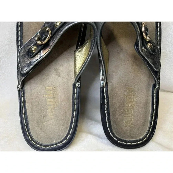 ALEGRIA Vanessa Flip Flops Thong Sandals Womens US 7.5 EU 38 Metallic Casual - Picture 2 of 8